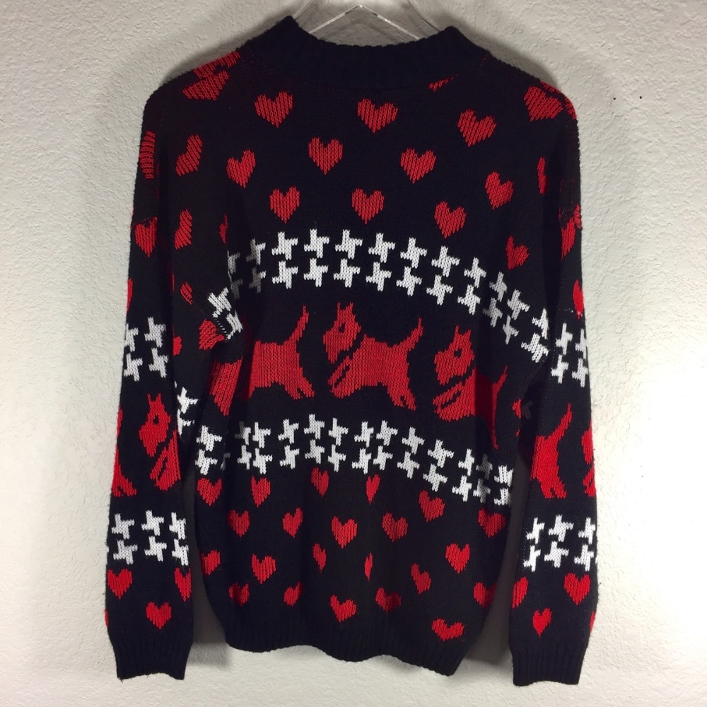 Vintage 80's ADELE Sweater Scottie Dog Hearts S, M